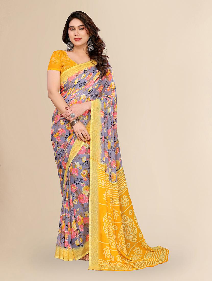 women printed casual wear saree with blouse - 22049540 - Zoom Image - 0