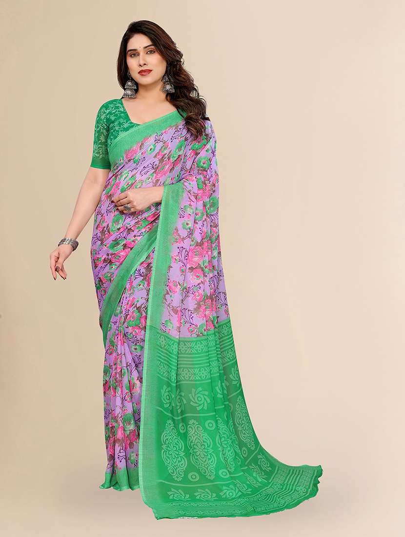 women printed casual wear saree with blouse