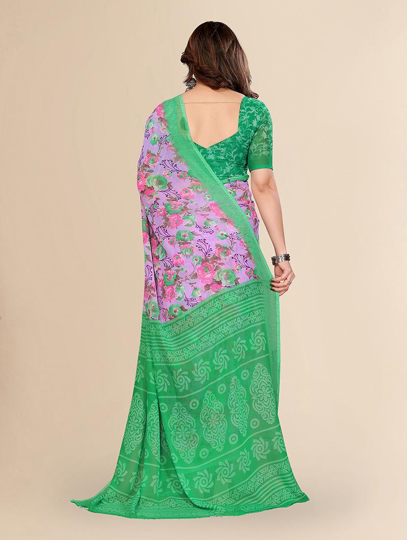 women printed casual wear saree with blouse - 22049543 - Standard Image - 3