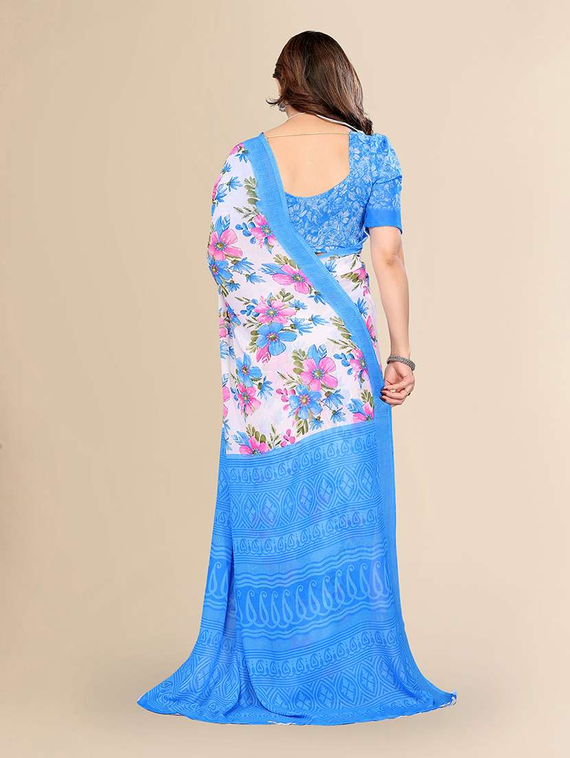women printed casual wear saree with blouse - 22049544 -  Standard Image - 3