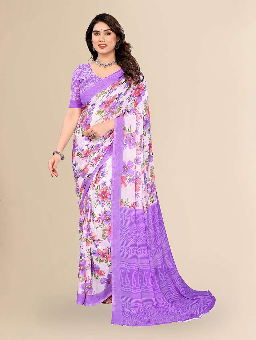 women printed casual wear saree with blouse