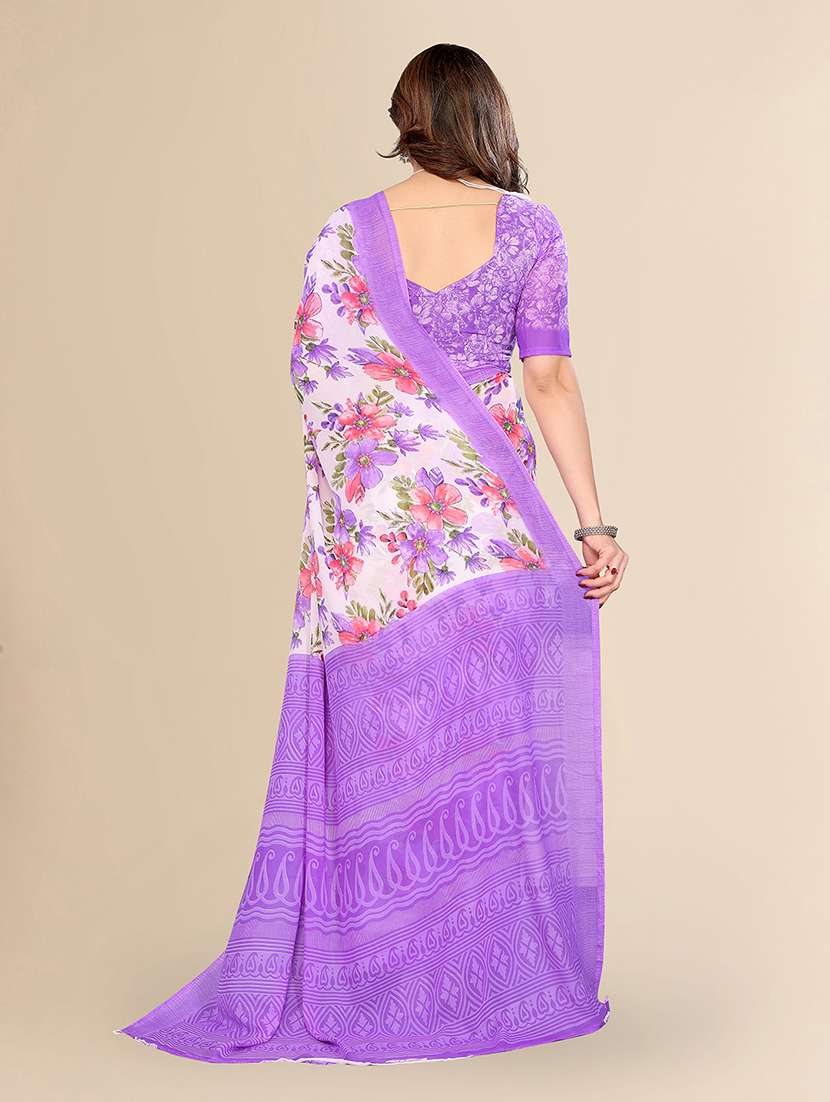 women printed casual wear saree with blouse - 22049547 -  Standard Image - 3