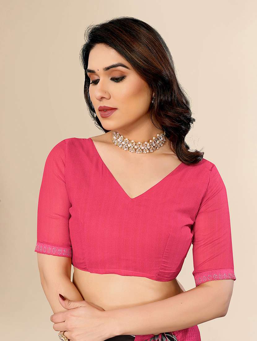 women printed casual wear saree with blouse - 22049552 -  Standard Image - 5