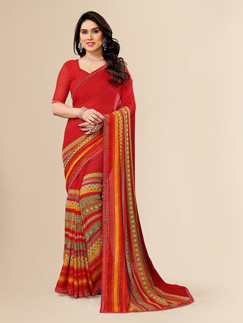 women printed casual wear saree with blouse - 22049553 - Zoom Image - 0