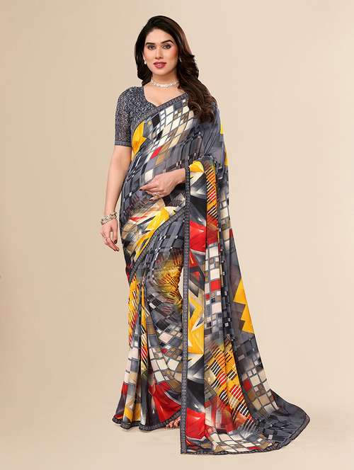 women printed casual wear saree with blouse - 22049557 -  Standard Image - 0