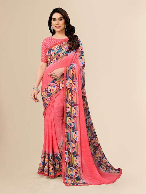 women printed casual wear saree with blouse - 22049562 - Standard Image - 0