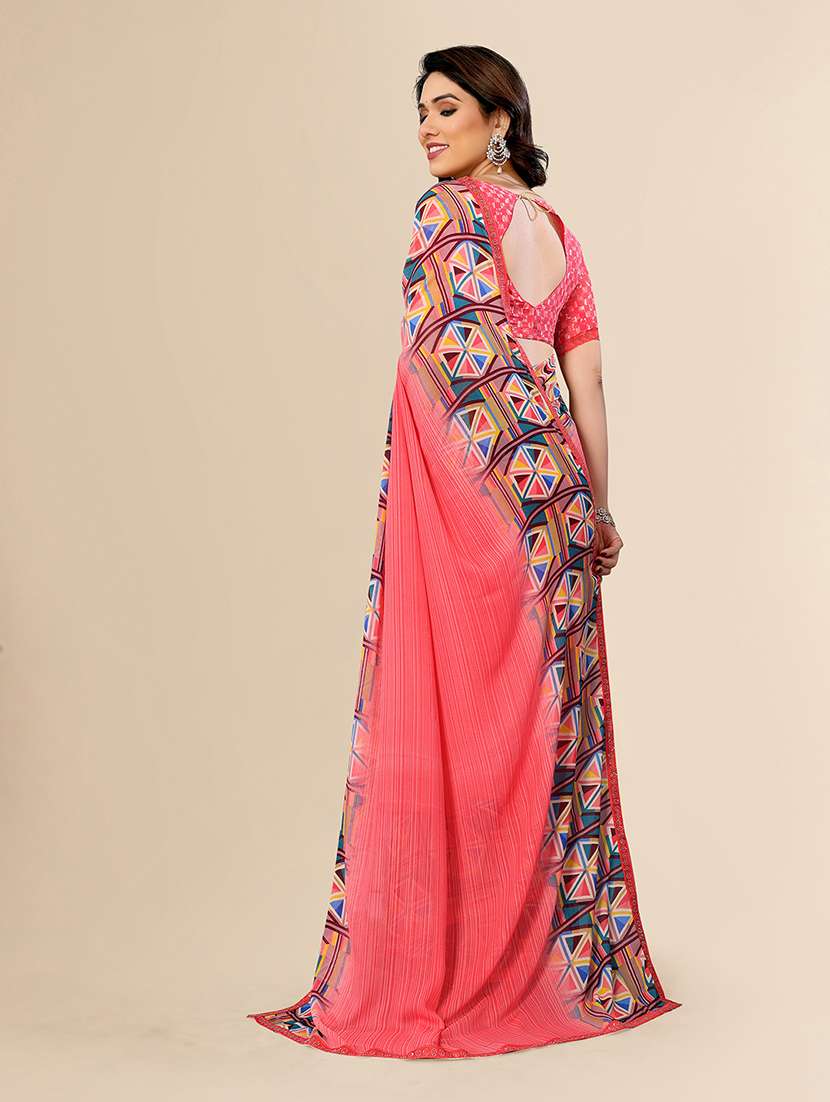 women printed casual wear saree with blouse - 22049562 - Standard Image - 3