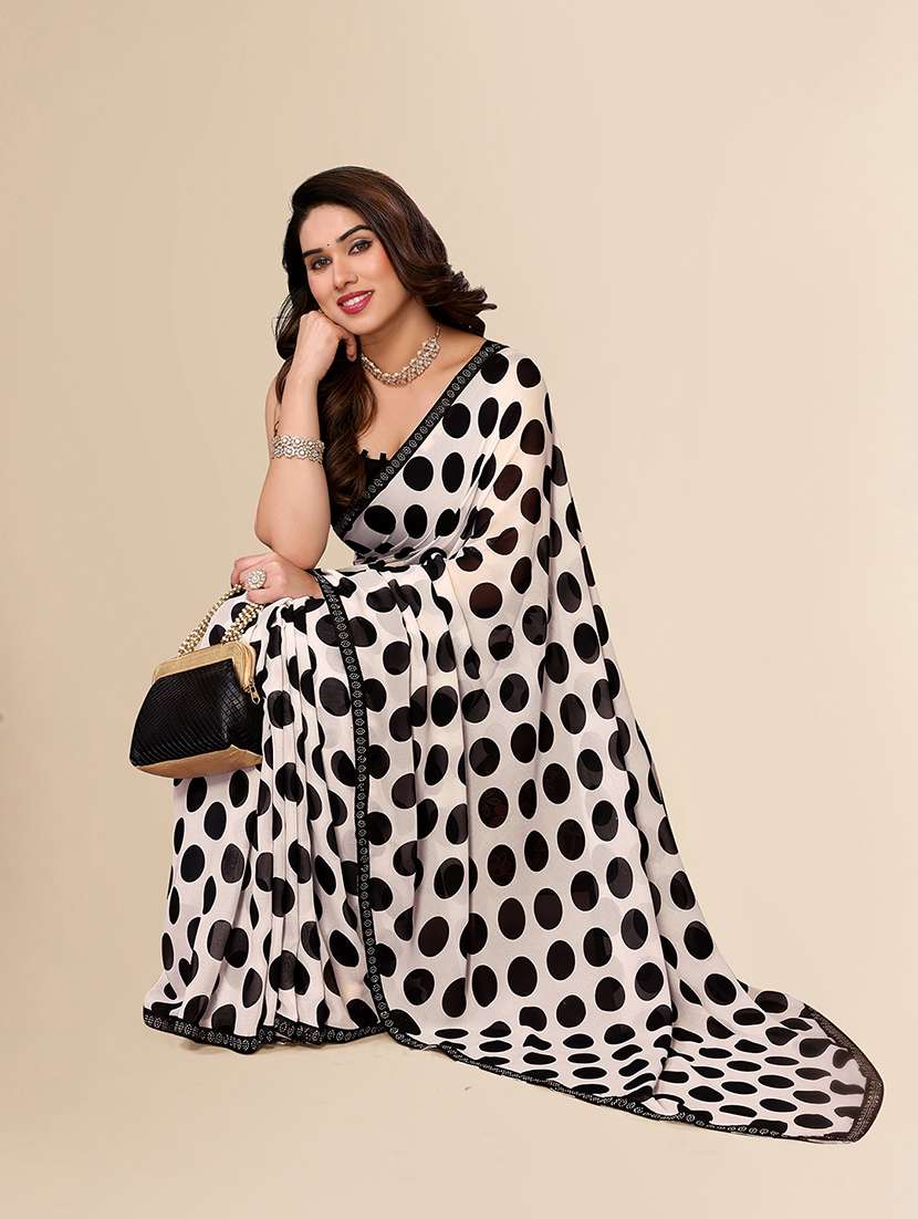 women printed casual wear saree with blouse - 22049563 -  Standard Image - 3
