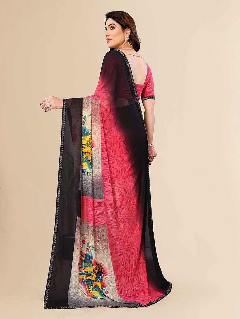 women printed casual wear saree with blouse - 22049564 -  Standard Image - 3