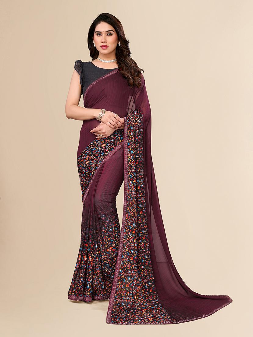 women printed casual wear saree with blouse