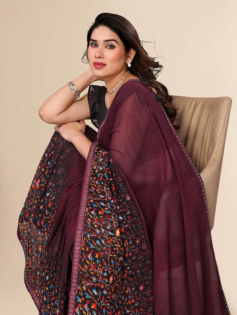 women printed casual wear saree with blouse - 22049566 -  Standard Image - 3