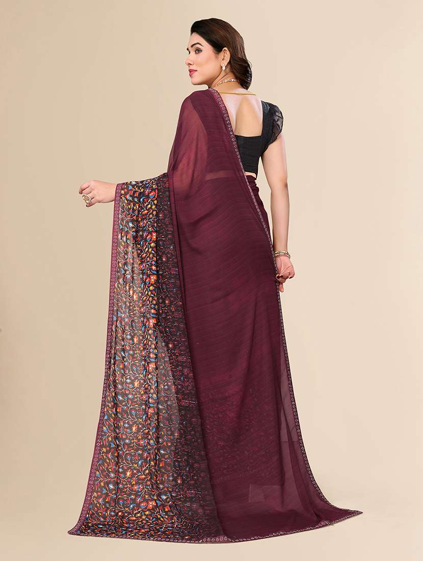 women printed casual wear saree with blouse - 22049566 -  Standard Image - 5
