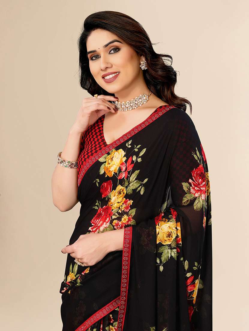 women printed casual wear saree with blouse - 22049567 -  Standard Image - 5
