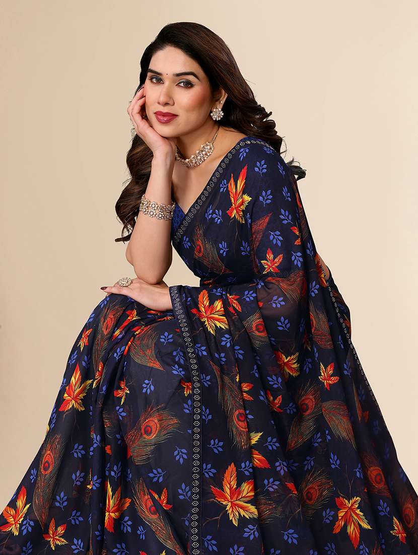 women printed casual wear saree with blouse - 22049568 -  Standard Image - 5