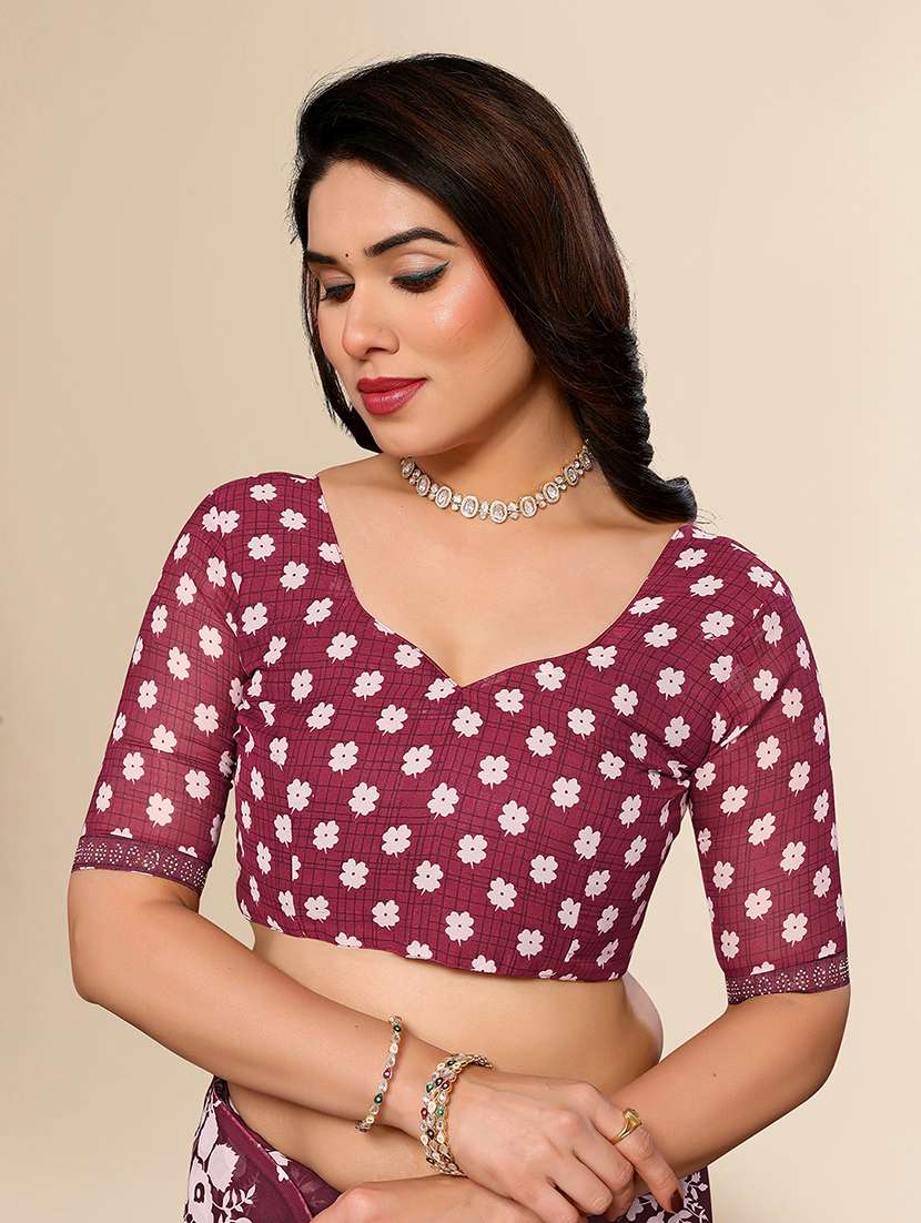 women printed casual wear saree with blouse - 22049570 - Standard Image - 5
