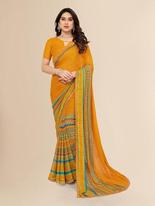 women printed casual wear saree with blouse - 22049578 - Standard Image - 0