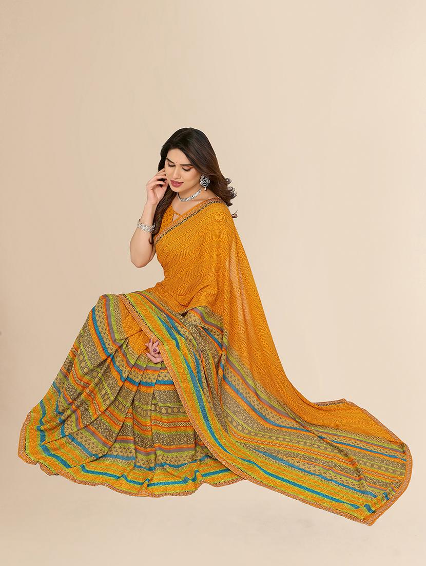 women printed casual wear saree with blouse - 22049578 - Standard Image - 3
