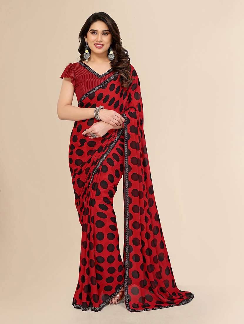 women printed casual wear saree with blouse