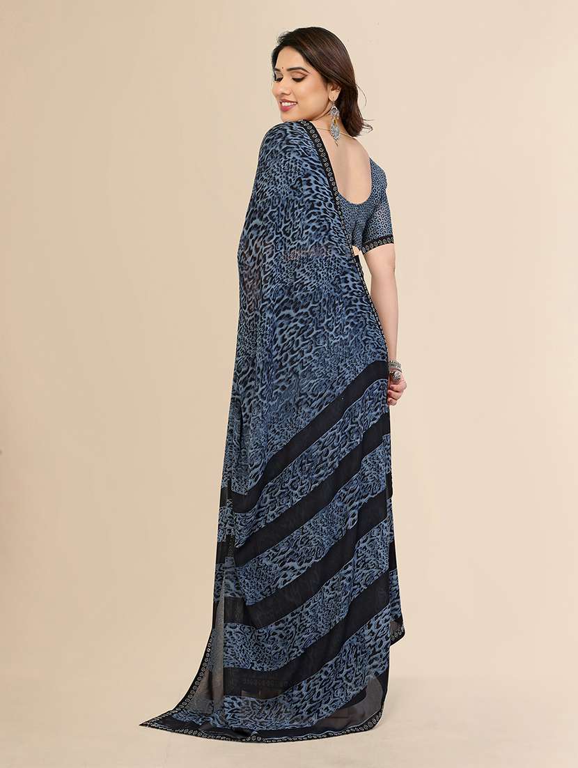 women printed casual wear saree with blouse - 22049589 -  Standard Image - 3