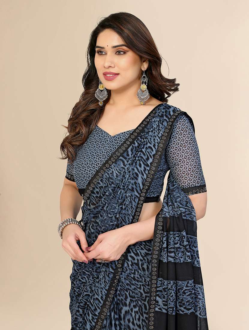 women printed casual wear saree with blouse - 22049589 -  Standard Image - 5
