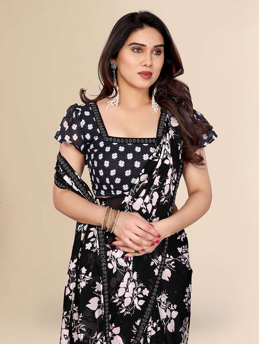 women printed casual wear saree with blouse - 22049592 - Standard Image - 5
