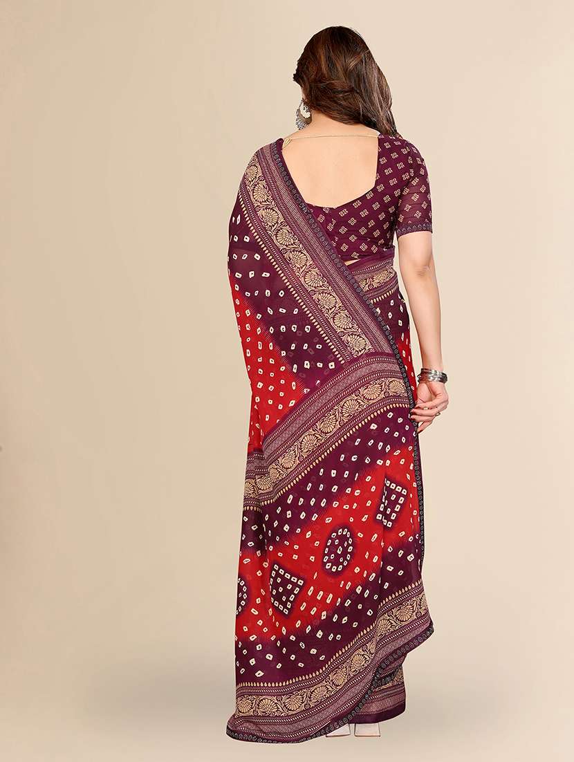 women printed casual wear saree with blouse - 22049596 -  Standard Image - 3