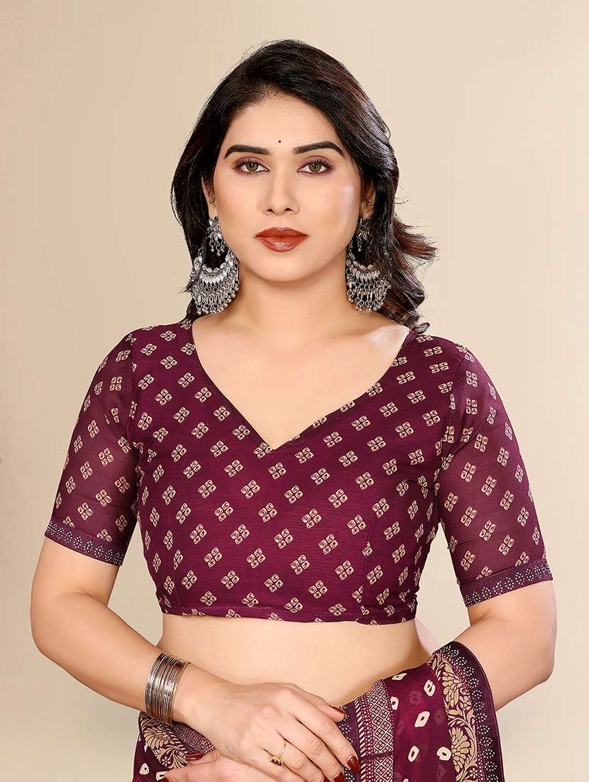 women printed casual wear saree with blouse - 22049596 -  Standard Image - 5