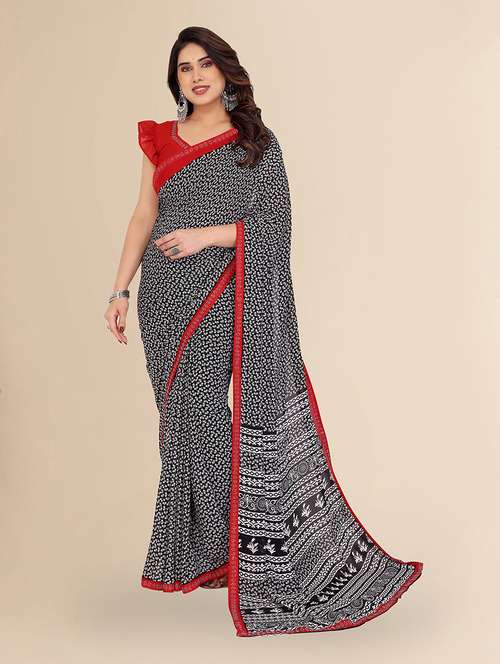women printed casual wear saree with blouse - 22049605 -  Standard Image - 0