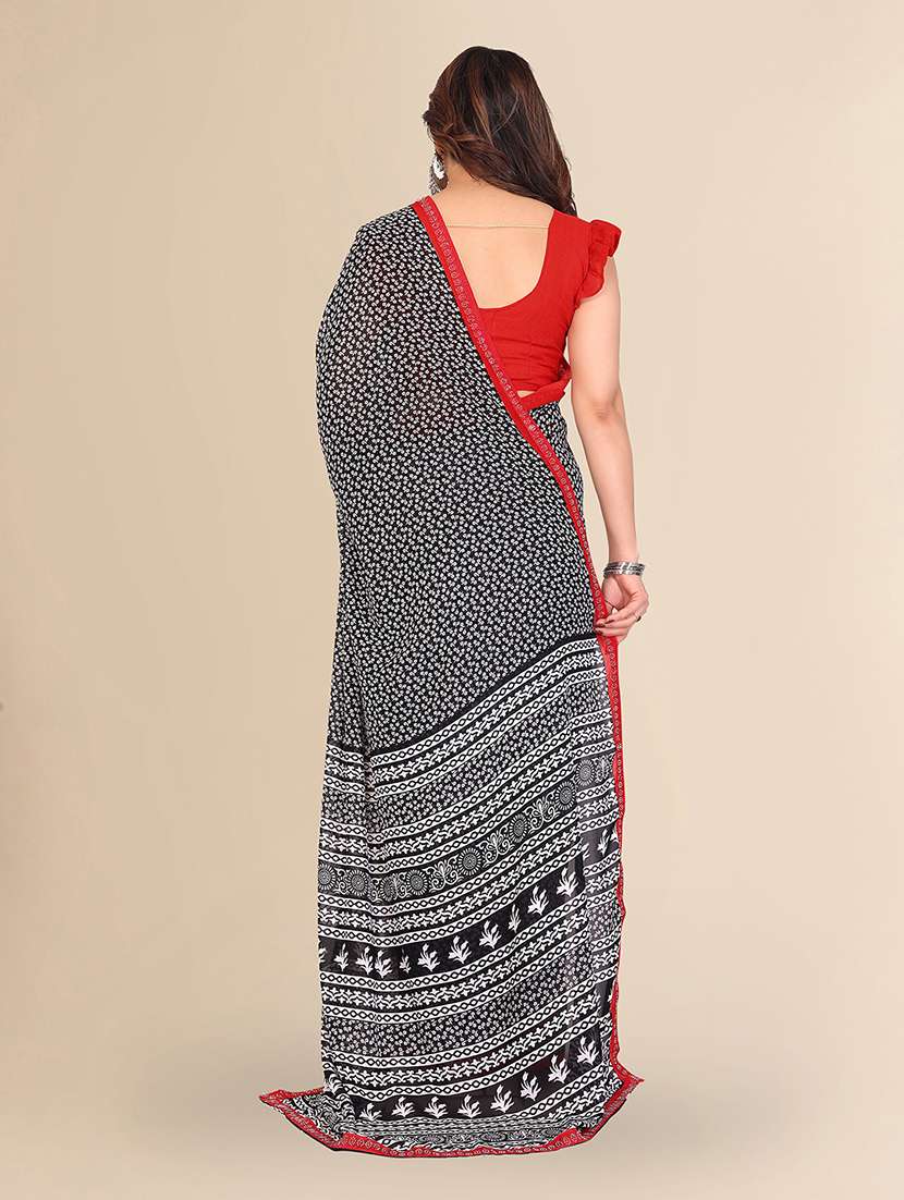 women printed casual wear saree with blouse - 22049605 - Standard Image - 3