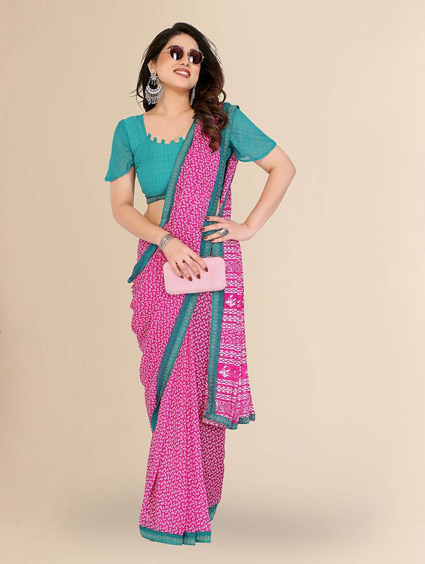 women printed casual wear saree with blouse - 22049606 - Standard Image - 5