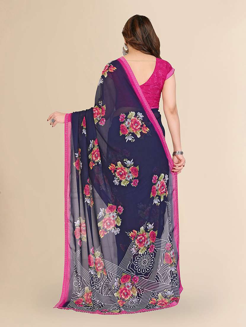 women printed casual wear saree with blouse - 22049607 -  Standard Image - 3