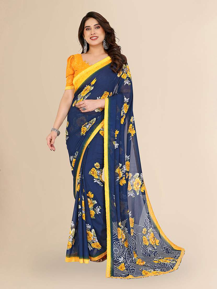 women printed casual wear saree with blouse