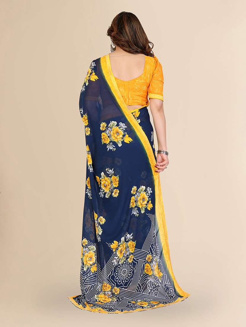 women printed casual wear saree with blouse - 22049610 -  Standard Image - 3