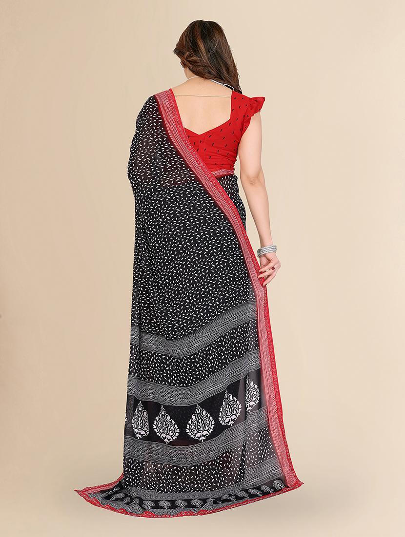 women printed casual wear saree with blouse - 22049611 - Standard Image - 3