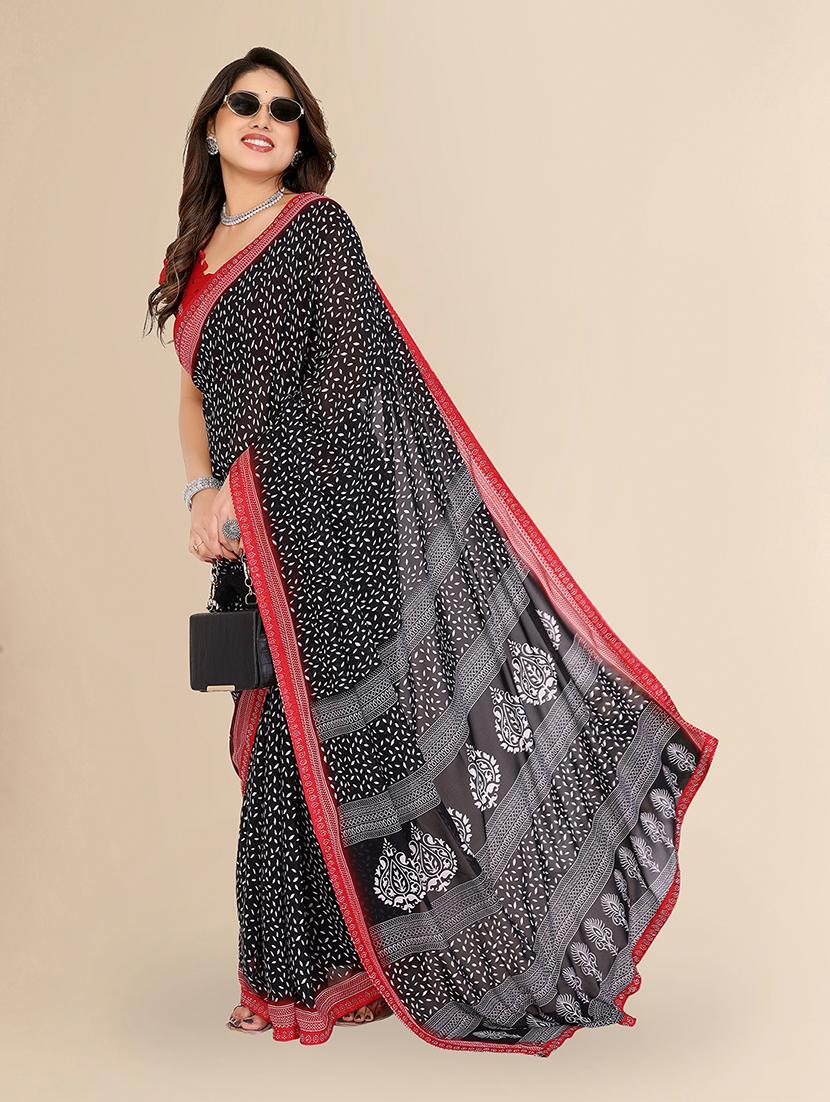 women printed casual wear saree with blouse - 22049611 - Standard Image - 5