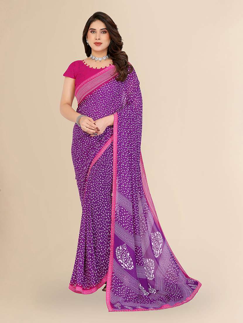 women printed casual wear saree with blouse