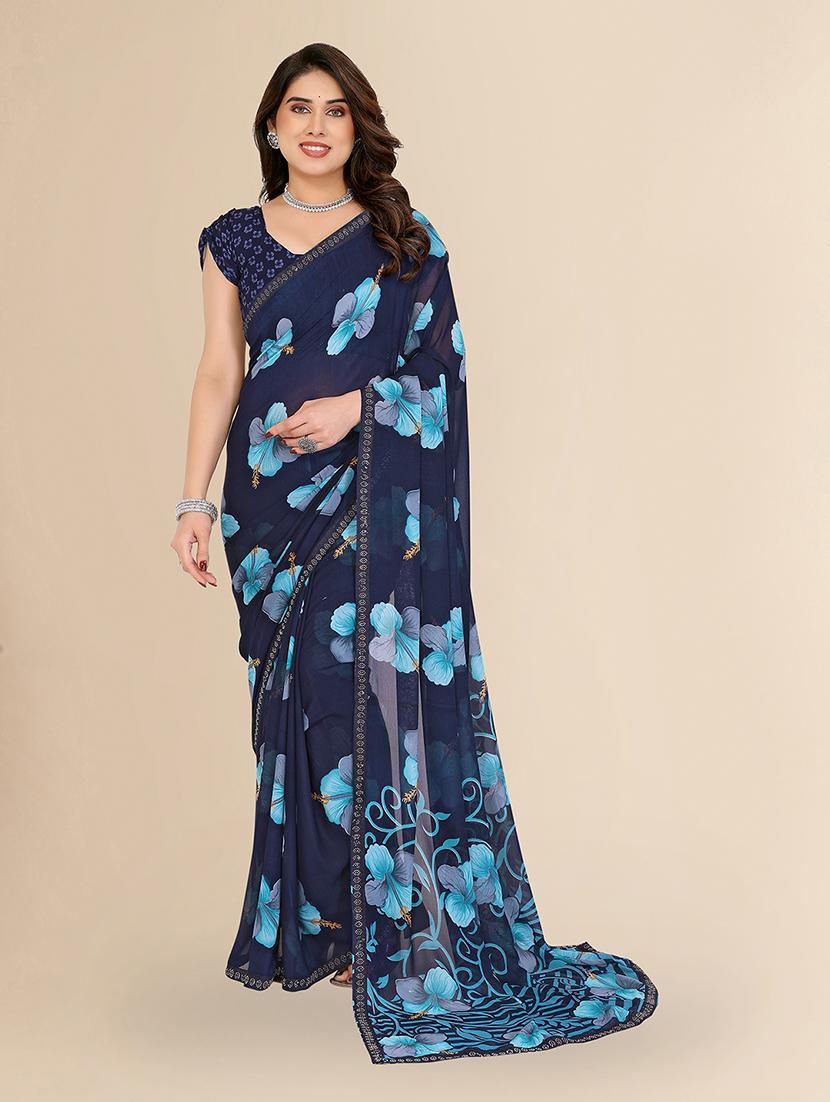 women printed casual wear saree with blouse - 22049615 - Zoom Image - 0