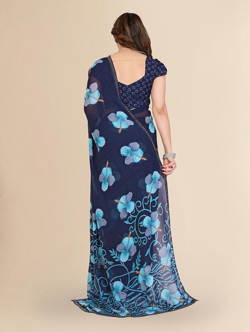 women printed casual wear saree with blouse - 22049615 - Standard Image - 3