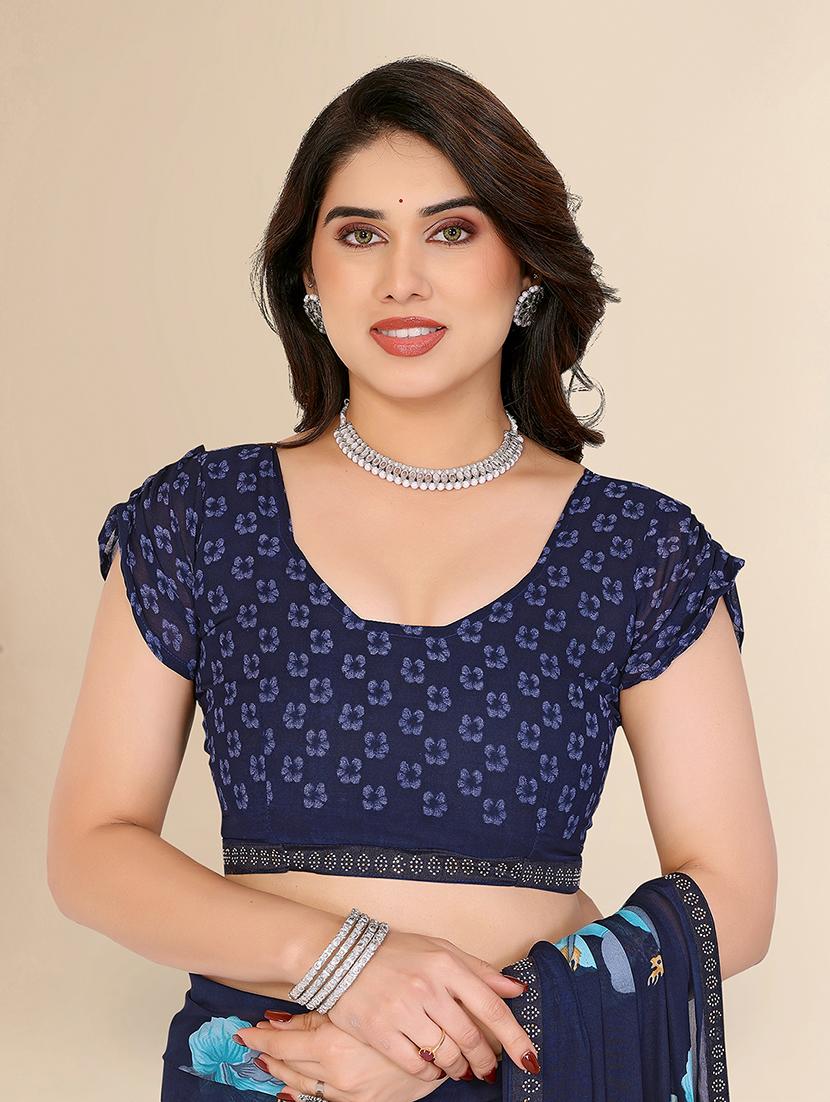 women printed casual wear saree with blouse - 22049615 - Standard Image - 5