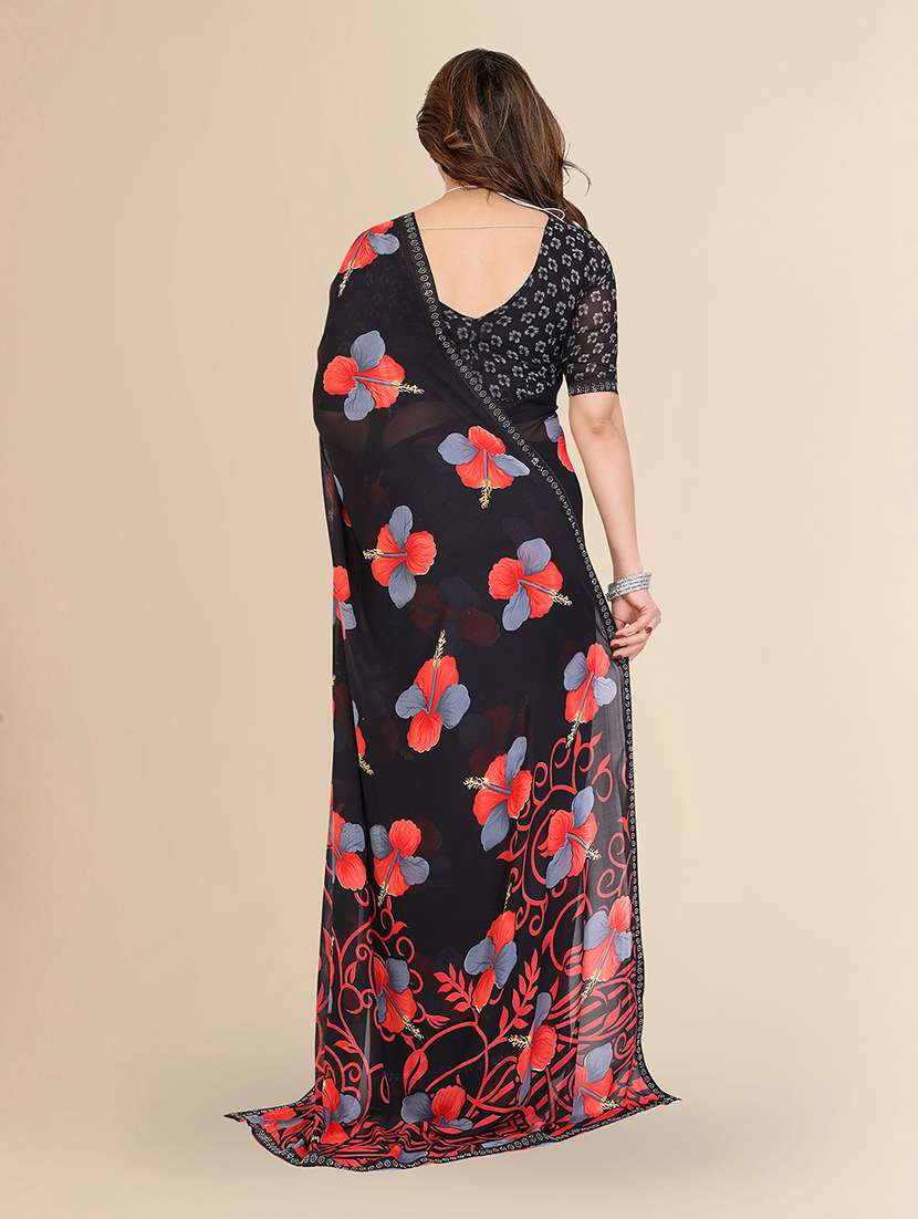 women printed casual wear saree with blouse - 22049618 -  Standard Image - 5