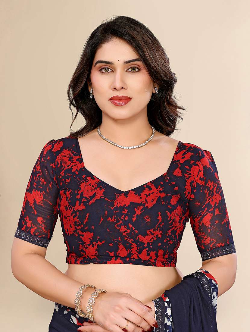 women printed casual wear saree with blouse - 22049623 - Standard Image - 5