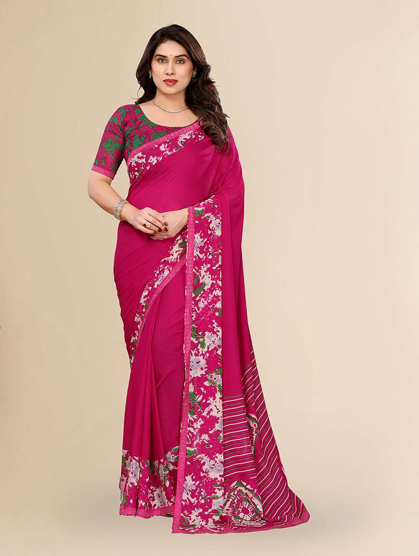women printed casual wear saree with blouse