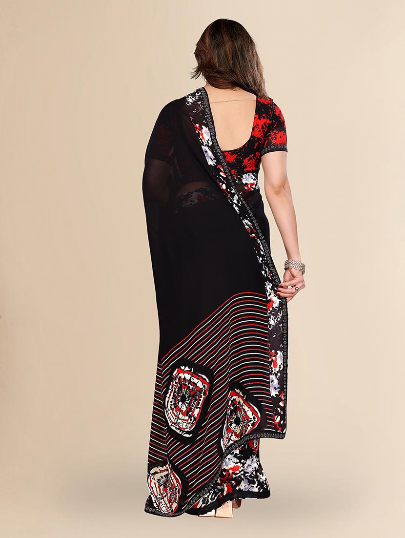 women printed casual wear saree with blouse - 22049626 - Standard Image - 3