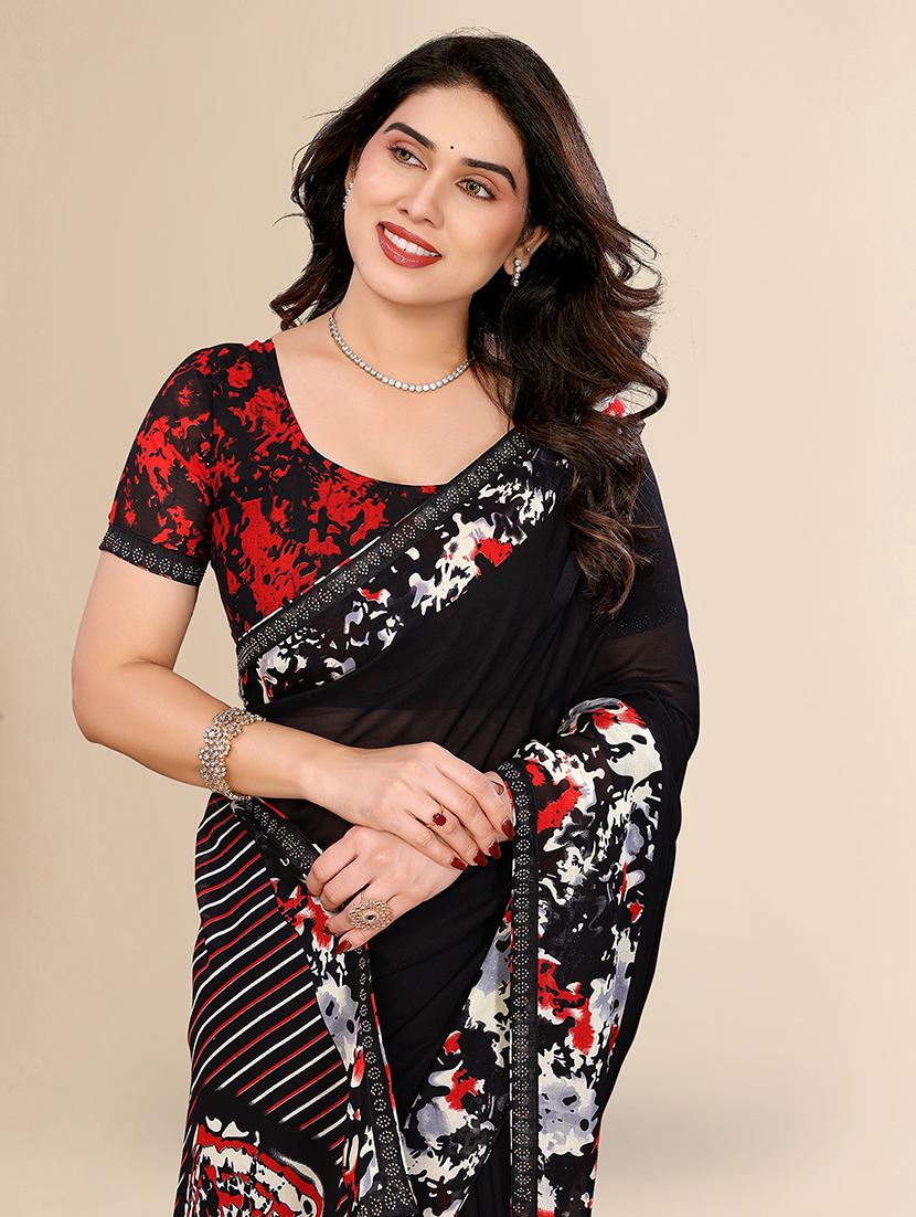 women printed casual wear saree with blouse - 22049626 - Standard Image - 5