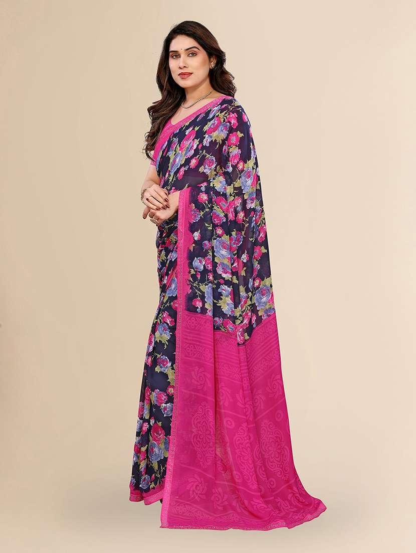 women printed casual wear saree with blouse - 22049627 -  Standard Image - 3