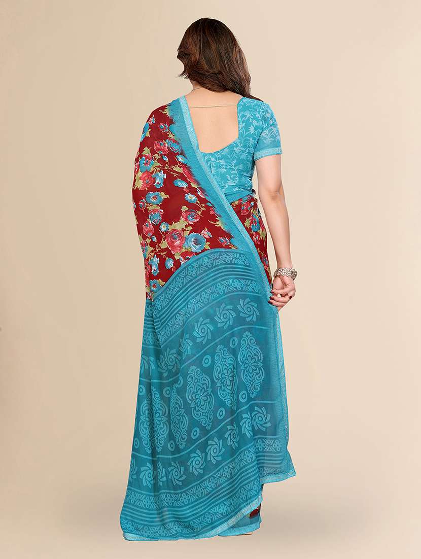 women printed casual wear saree with blouse - 22049628 -  Standard Image - 3