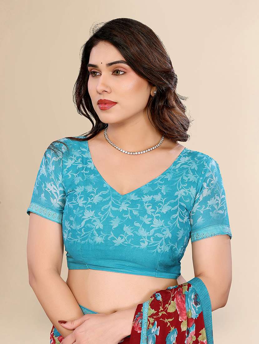 women printed casual wear saree with blouse - 22049628 -  Standard Image - 5
