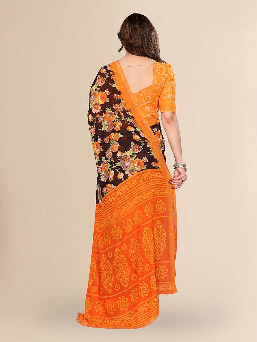 women printed casual wear saree with blouse - 22049629 -  Standard Image - 3