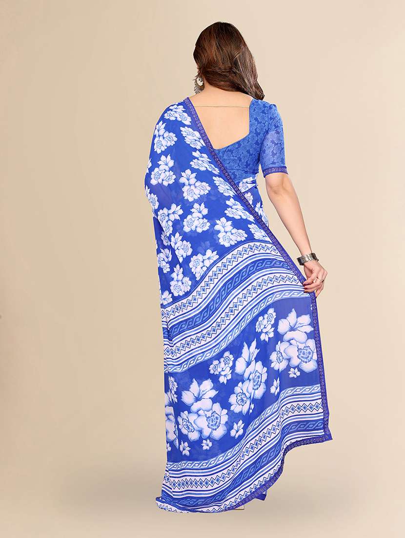 women printed casual wear saree with blouse - 22049631 - Standard Image - 3