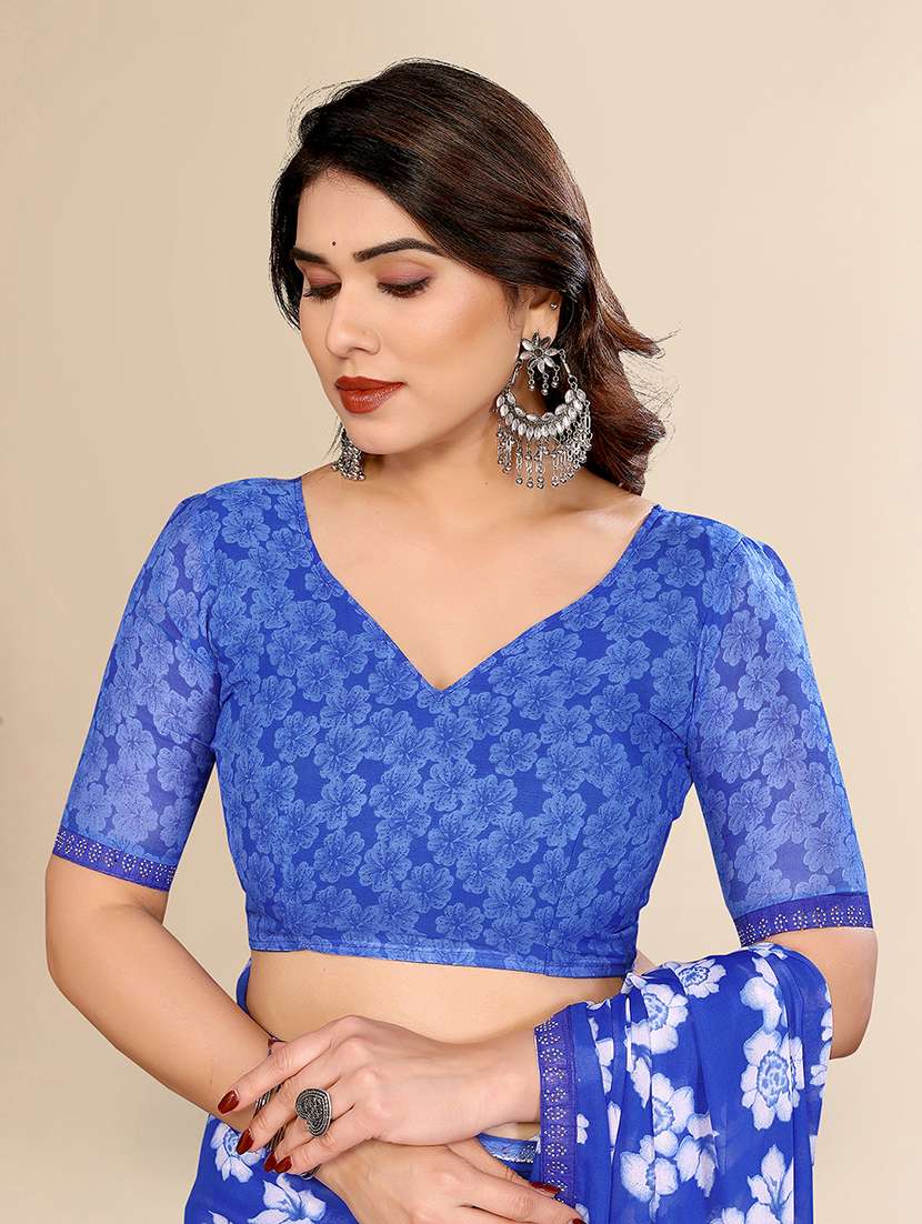 women printed casual wear saree with blouse - 22049631 - Standard Image - 5